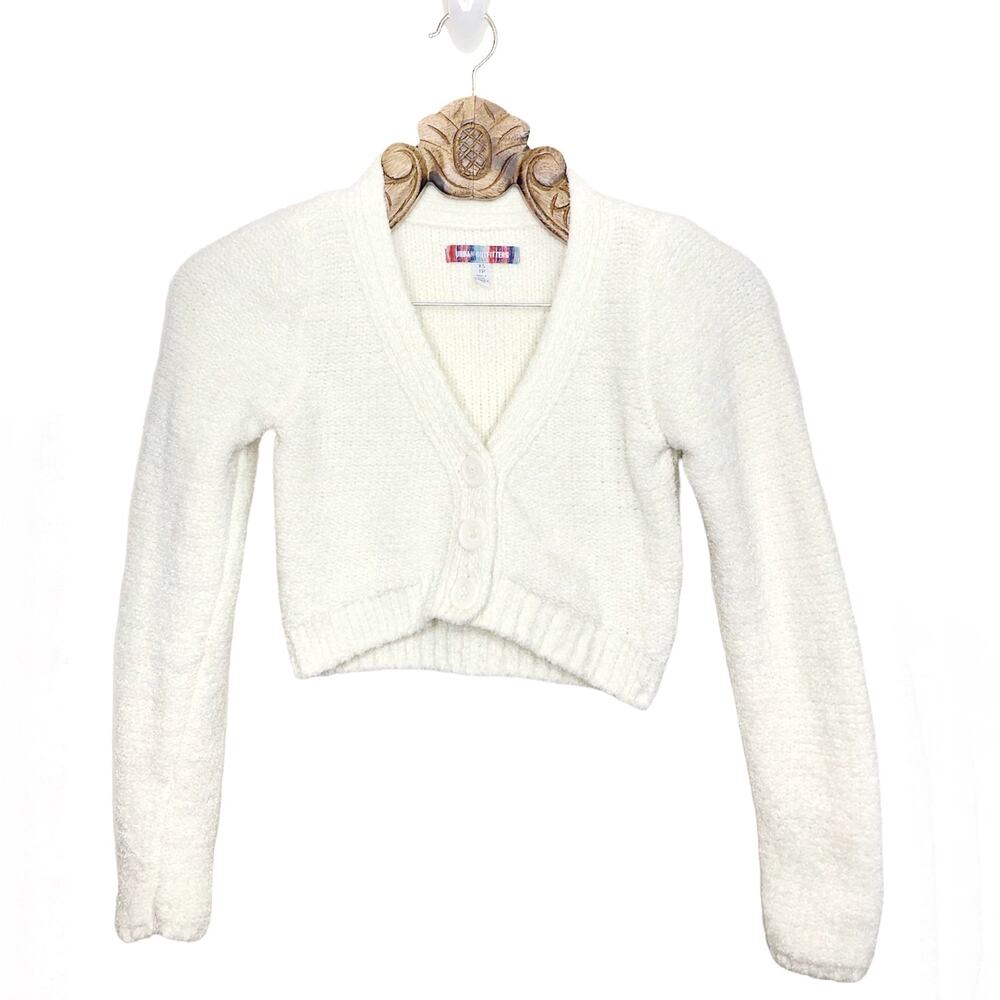 Urban Outfitters Cardigan Shrug Sweater Ecru Off White V Neck Terry Chenille xs